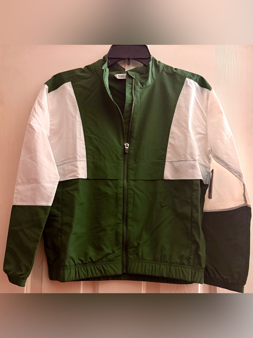 DSG Green and White Colorblock Kids Windbreaker Jacket